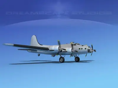 Boeing B-17F Bare Metal HP 3D model