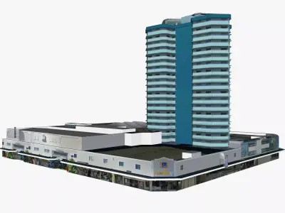 Ocean Plaza Resort Low-poly 3D model