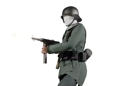 World War 2 German Soldier - Rigged Low-poly 3D model