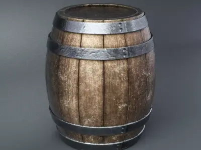 Wooden barrel Low-poly 3D model purchase