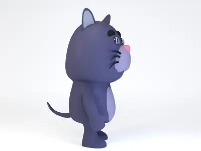 Cartoonish Humanoid Cat Character Low-poly 3D model