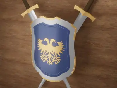 Medieval Shield with double headed eagle emblem Free 3D model
