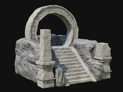 STONE PORTAL GATE STAIRS ROCK TELEPORT PLACE ORNAMENT COLLECTION Low-poly 3D model
