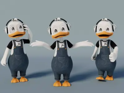 Rigged Cartoon Duck 3D model