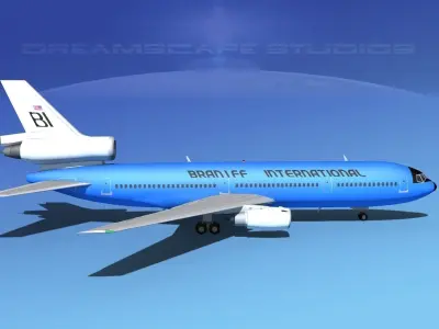 Douglas DC-10 Braniff 3D model