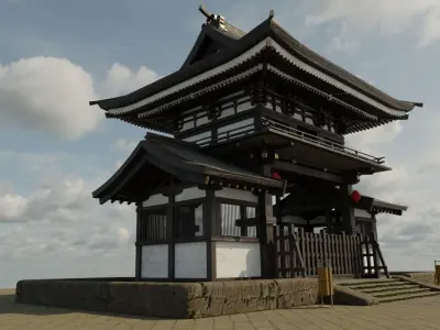 Japanese Gate Low-poly 3D model