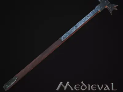Medieval Warhammer Low-poly 3D model