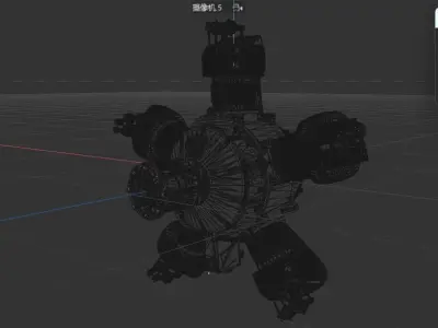 Five-cylinder radial engine 3D model