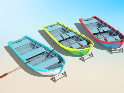 Painted Fishing Boat Low-poly 3D model