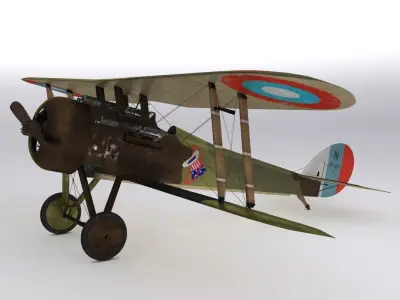 Nieuport 28 C1 French WW1 biplane fighter 3D model