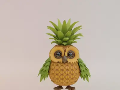 Ananasita Owlita Italian brainrot Low Poly Character Low-poly 3D model