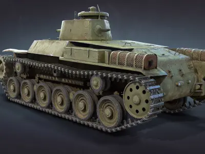 Type-97 Chi-Ha Low-poly 3D model