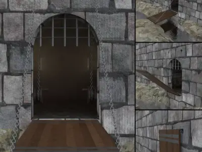 Drawbridge animated Low-poly 3D model