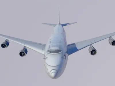 Boeing-747 airplane flying in sky 3D model