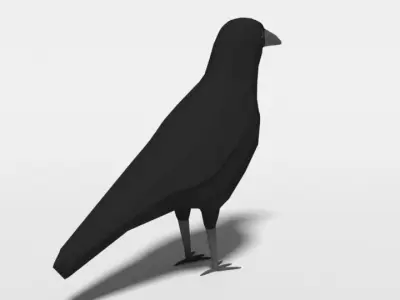 Low Poly Cartoon Crow Low-poly 3D model