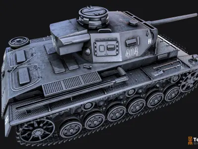 Panzerkampwagen III AUSJ J German Medium Tank 3D model