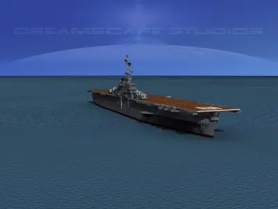 Essex Class Aircraft Carrier CV-18 USS Wasp 3D model