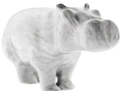 Hippopotamus statue Low-poly 3D model