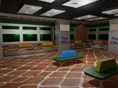 Post Office Interior Low-poly 3D model