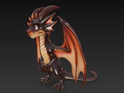 Dragon Character Realistic 3D Model Basic - Low Poly Realistic Low-poly 3D model