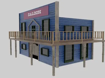Wild West - Saloon Low-poly 3D model