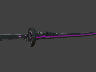 Corrupt Futuristic Samurai Sword Low-poly 3D model