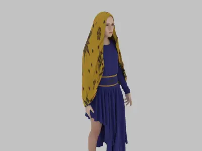  Hijab Woman Low-poly 3D model