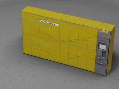 Packstation Object -5- Large Packstation with touchpad interface Low-poly 3D model