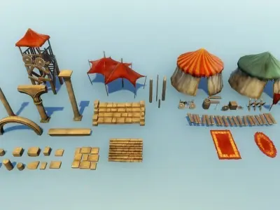 Top-Down desert Low-poly 3D model
