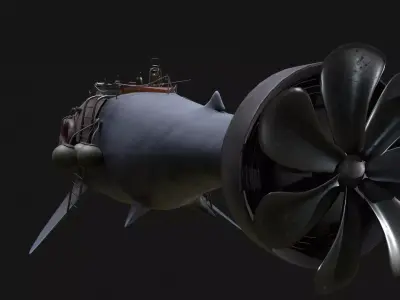 Shark Ship Low-poly 3D model