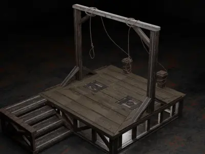 Medieval Gallows Free low-poly 3D model