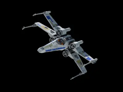 X-WING star wars x - fighter flying in sky 3D model