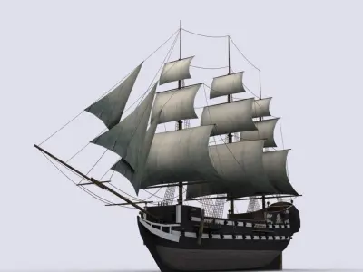 Military sailing ships Low-poly 3D model