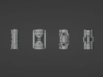 SCI FI - Cylinders Kit - 8 models Free low-poly 3D model