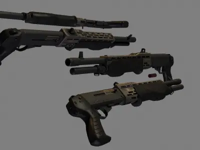 Spass 12 Shotgun Low-poly 3D model