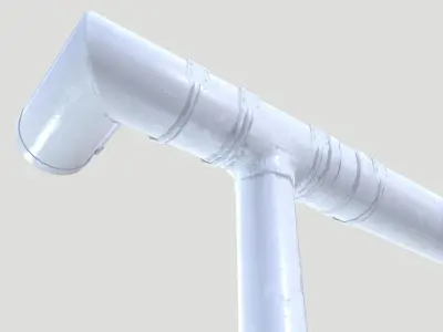 White Plastic Gutter System PBR Low-poly 3D model