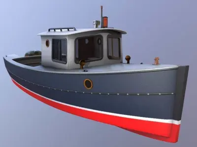Cruiser Boat Low-poly 3D model
