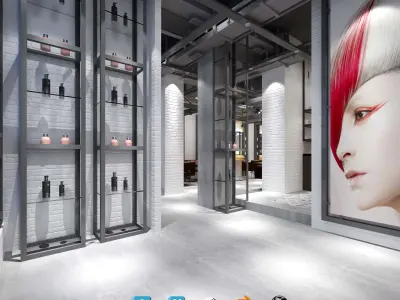 Complete Barber Shop Shampoo Room - High-Detail Collection Low-poly 3D model