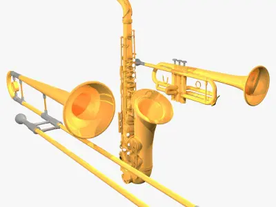 Horn Section Model Pack - Saxophone Trumpet and Trombone 3D model