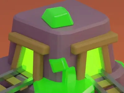 Mineshaft Low Poly 3d model train station with lights Free 3D model