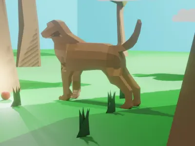 Dog in a Park Low-poly 3D model