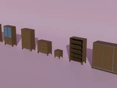Low Poly Furniture Pack Free low-poly 3D model purchase