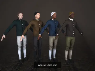 Low Poly Working Class Men and Woman 3D Model Collection