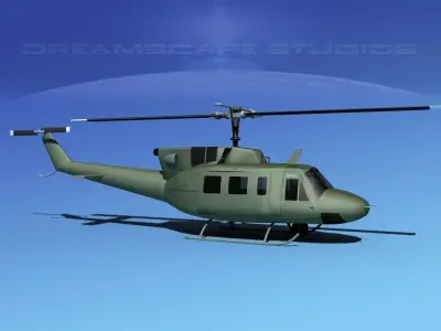 Bell UH-1N Twin Huey Bare Metal 3D model