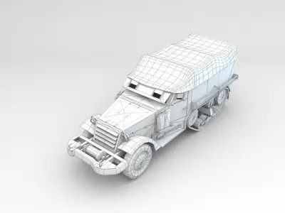 Low Poly M3A1 Halftrack Ambulance Low-poly 3D model