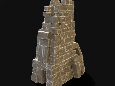  ARABIC DESERT COLUMN RUINS PILE PEDESTAL EGYPTIAN SAND STONE Low-poly 3D model