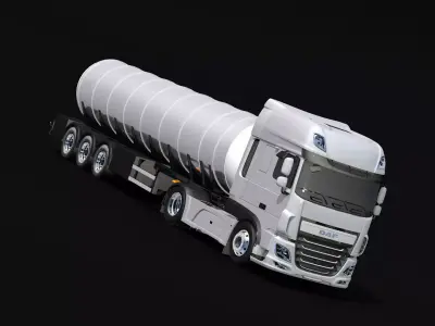 2018 DAF 106 XF EURO 6 4X2 Tank Trailer Low-poly 3D model