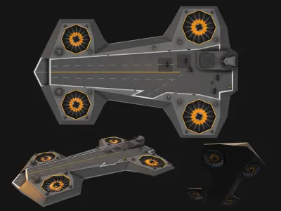 Flying aircraft carrier Low-poly 3D model