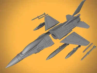 F-16 FIGHTING FALCON SCALE 1-72 PRINTABLE STL FILES 3D print model