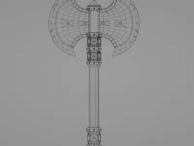 Axe stylized kazakh ornament - Game Ready Low-poly 3D model